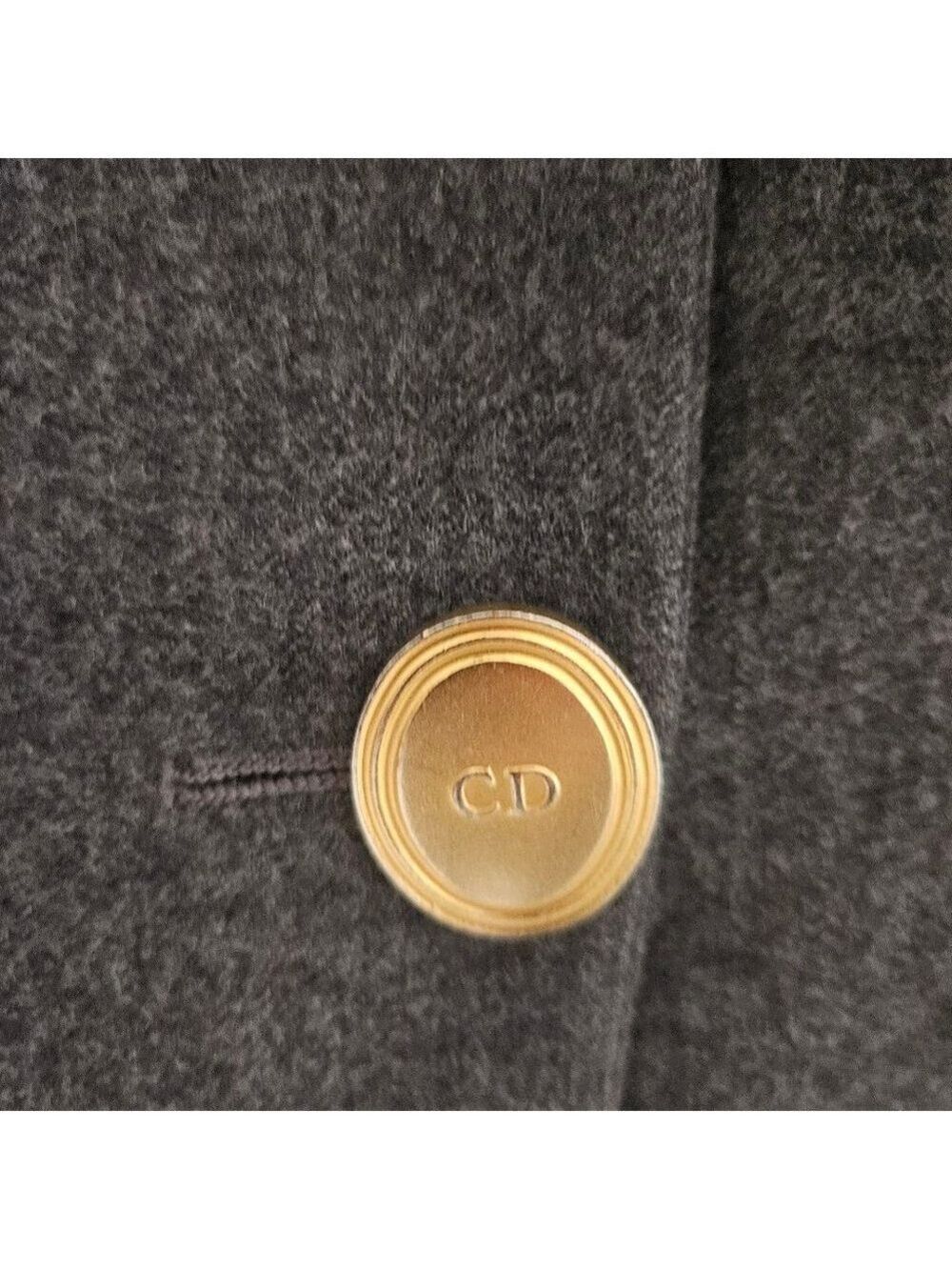 Christian Dior Gray Wool Blazer with Gold Buttons Size 12 Luxury Tailored Jackt - Picture 4 of 11